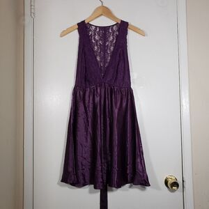 Sexy Purple Lace Satin Chemise Dress Size XL